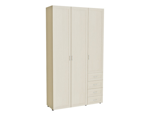 Шкаф трехдверный для одежды и белья с четырьмя ящиками