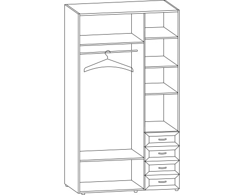 Шкаф трехдверный для одежды и белья с четырьмя ящиками